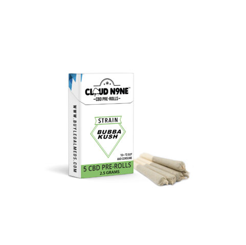 Cloud N9ne CBD Flower: 5 Pack Pre-Rolls – Strain: Bubba Kush (Indoor)