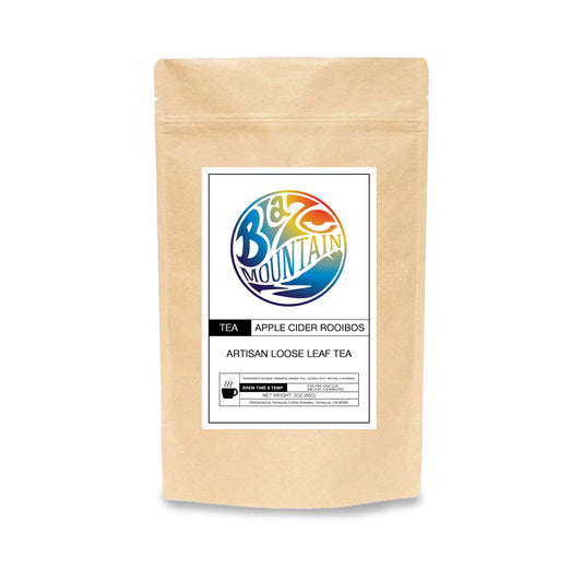 Blaze Mountain Apple Cider Rooibos Herbal Tea is a naturally caffeine-free loose-leaf blend with smooth rooibos, warming cinnamon, apple sweetness, and citrus spice. Cozy, aromatic, and perfect year round. Available in 3oz.